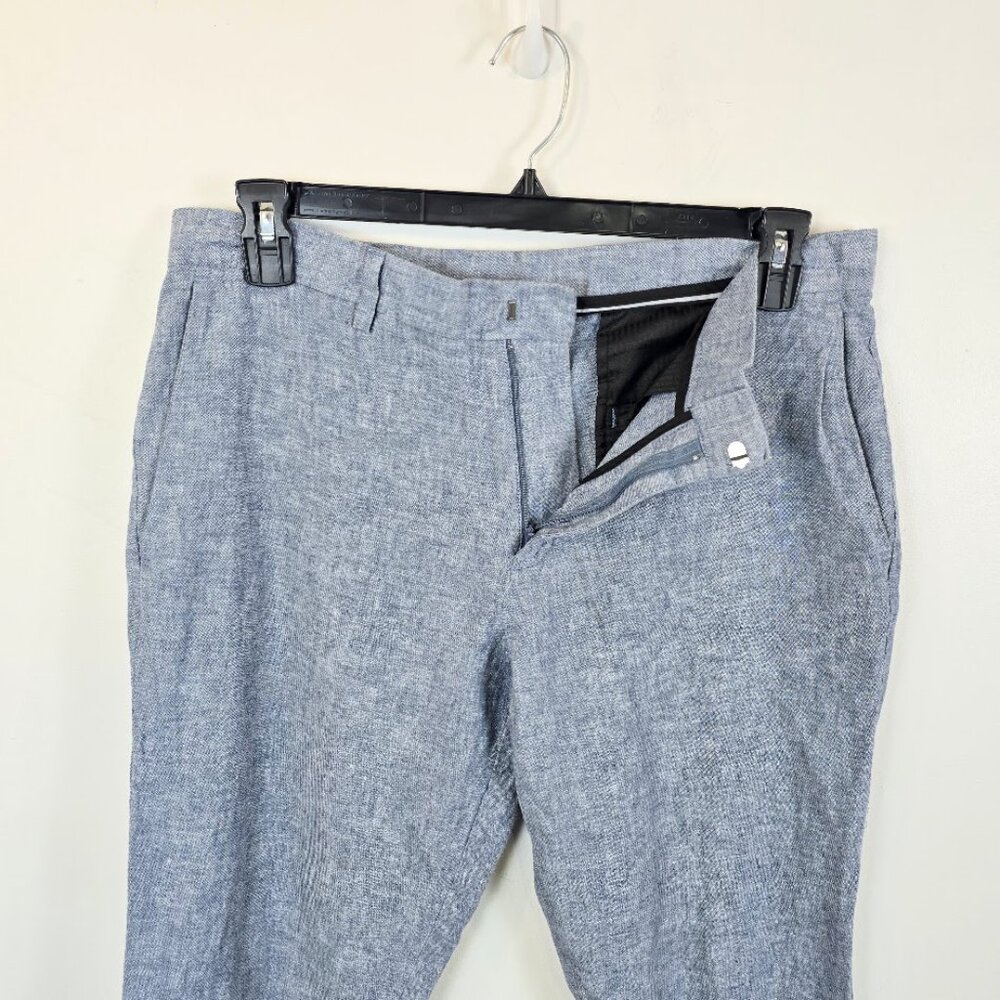 Perry Ellis Slim Fit Linen Blend Chambray Chino Pants - Picture 6 of 15